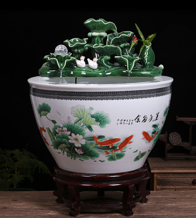 Jingdezhen ceramic aquariums household water fountain jin large fish bowl furnishing articles sitting room humidifying landscape