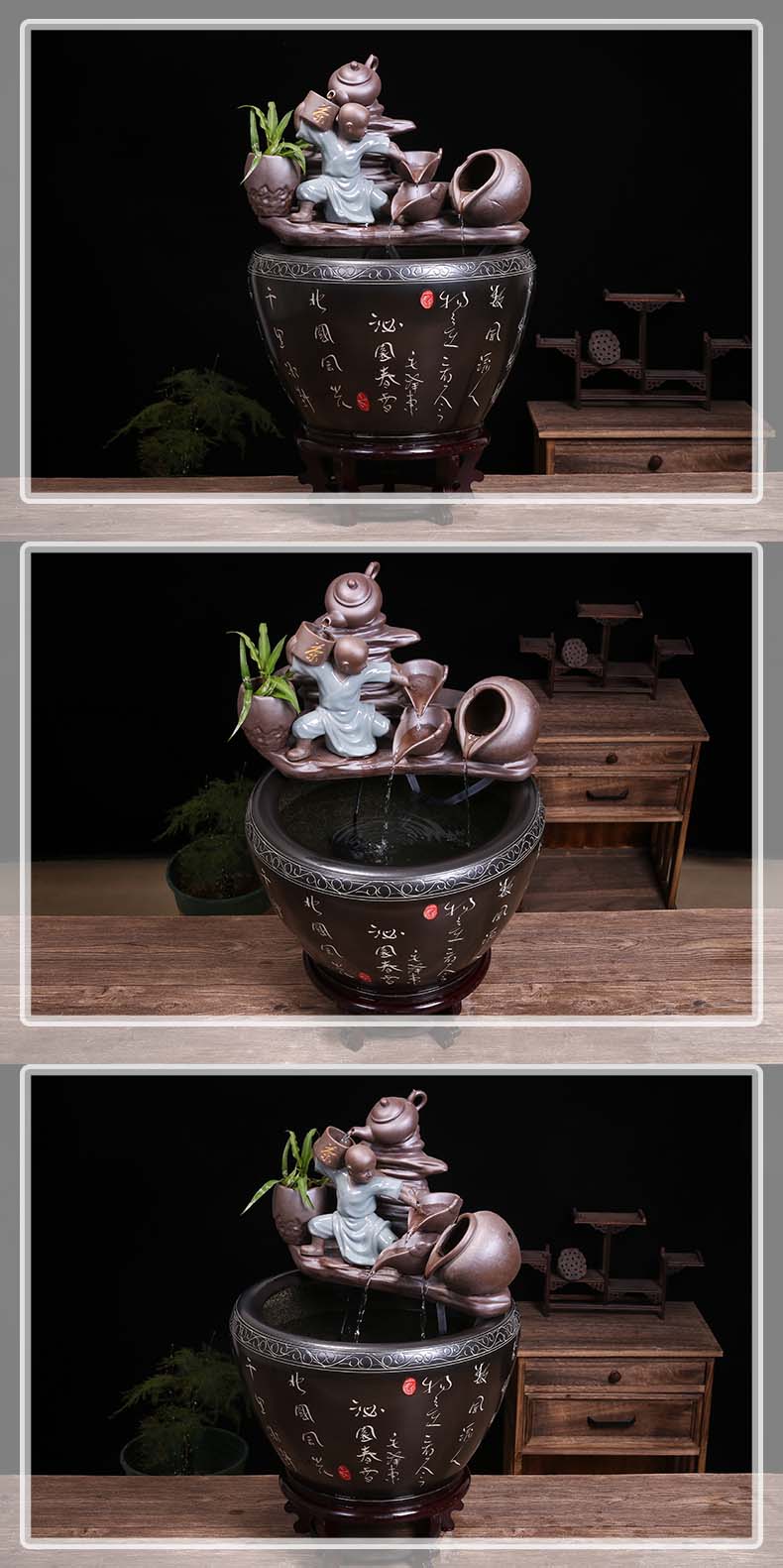 Jingdezhen ceramic water fountain lucky feng shui wheel place to live in the living room and humidifying aquarium the opened a housewarming gift