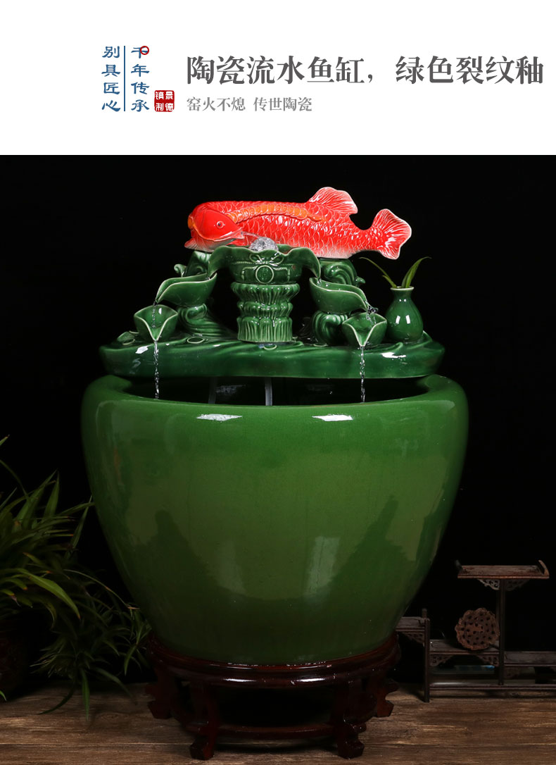 Ceramic tank sitting room ground loop water tank large furnishing articles balcony garden lotus fish bowl