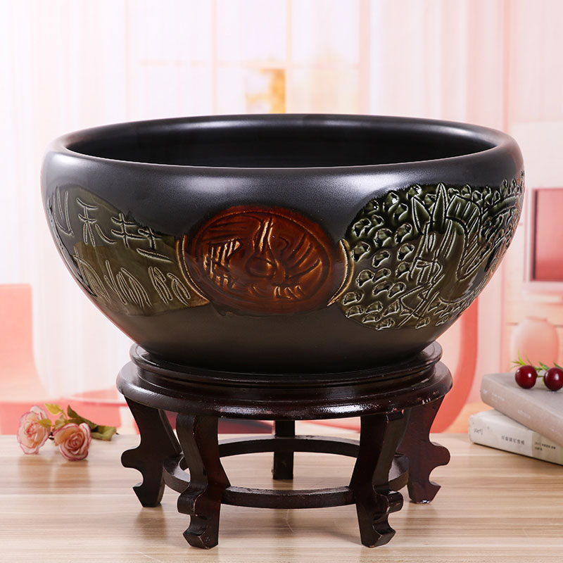 Jingdezhen ceramic aquarium package mail hand - made desktop furnishing articles large turtle pond lily goldfish bowl lotus feng shui basin