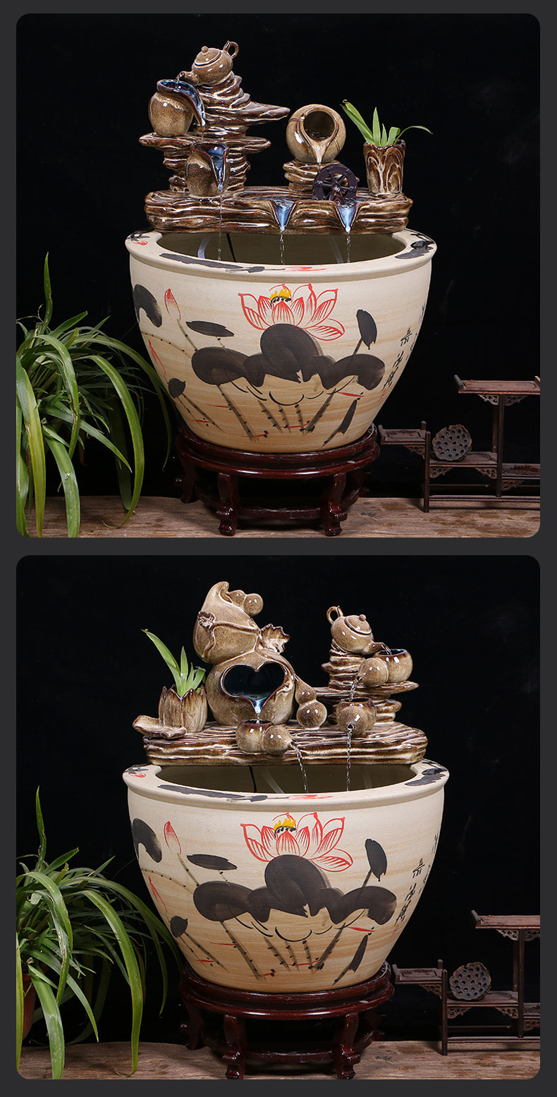 Jingdezhen ceramic aquarium large circulation water fountain creative humidifier furnishing articles sitting room adornment