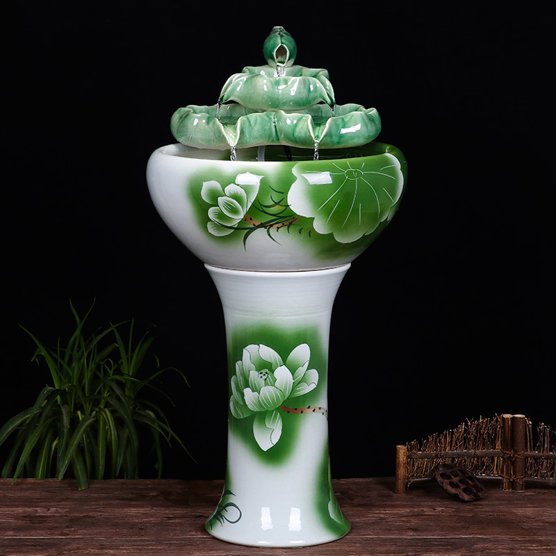 Ceramic floor pillar type tank basin large fish bowl lotus lotus lotus tortoise household gardens furnishing articles