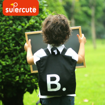 Supercute children canvas schoolbag kindergarten boys and girls light travel backpack letter tide treasure shoulder bag