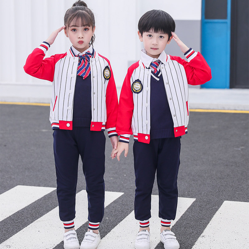 Kindergarten uniforms spring and autumn clothing British college style children's striped class uniforms primary school uniforms autumn and winter sports suits