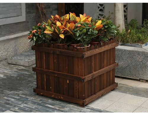 Антикоррозивная деревянная цветочная коробка Карбонизированная сплошная деревянная котла