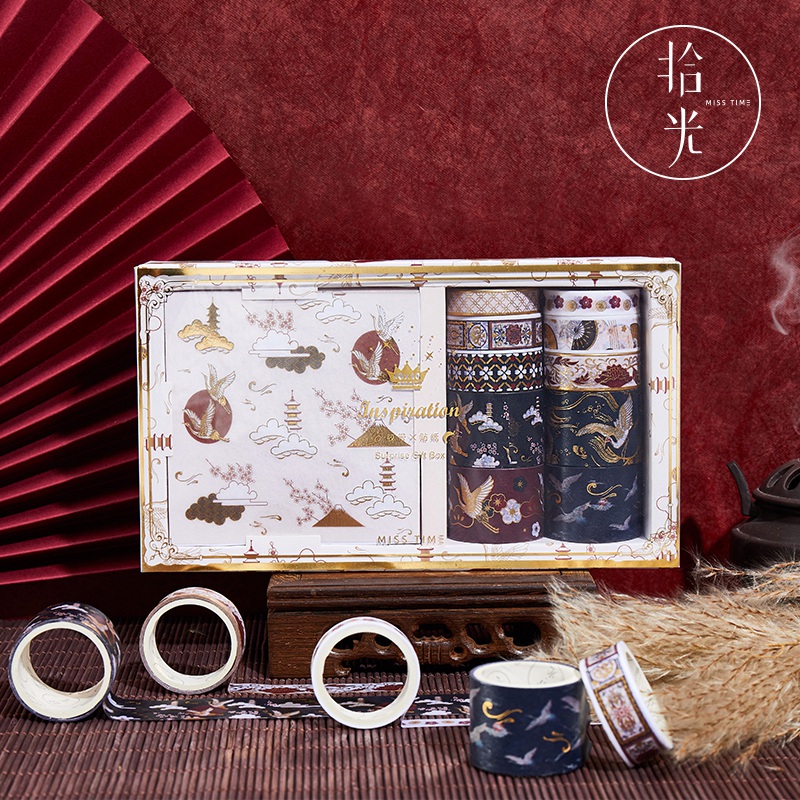 Chinese style tape sticker network red style old style of palace hot crane and paper tape retro style hand