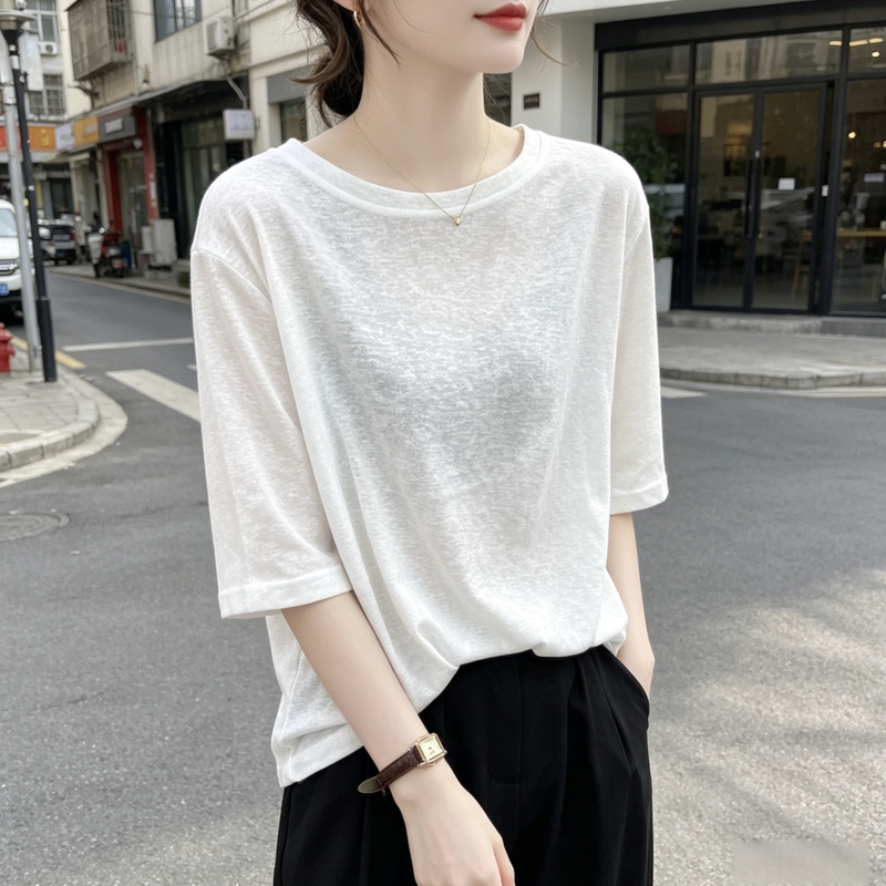 European-Style Snowflake Cotton White Short-Sleeve T-Shirt for Women, Summer 2026 New Style, Loose Fit, Age-Reducing, Casual, Simple Base Top European-Style Snowflake Cotton White Short-Sleeve T-Shirt for Women, Summer 2026 New Style, Loose Fit, Age-Reducing, Casual, Simple Base Top