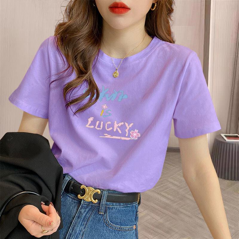 European Goods 2026 Summer New Style Fragrant Purple Short-Sleeved T-Shirt for Women, Jimo Style, Versatile, Loose, Slimming, Pure Cotton Top European Goods 2026 Summer New Style Fragrant Purple Short-Sleeved T-Shirt for Women, Jimo Style, Versatile, Loose, Slimming, Pure Cotton Top