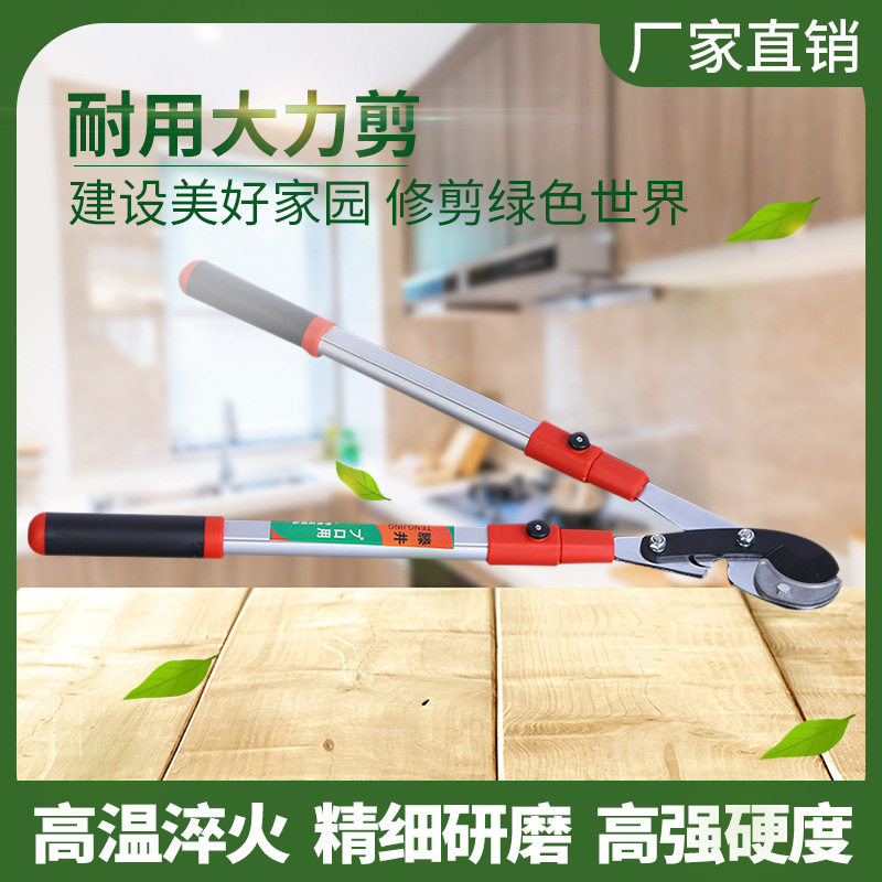 Retractable thick branch shears Fruit tree green pruning pruning pruning round head broken tree shears vigorous pruning strong pruning tree branch garden scissors