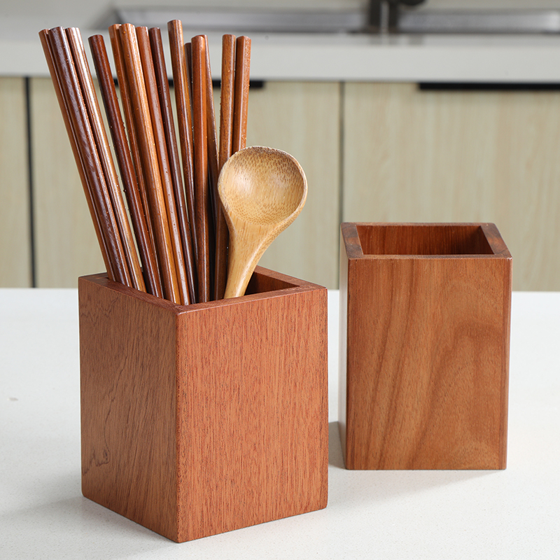 Chopstick cylinder Usandalwood solid wood home chopstick cylinder mould-proof chopstick basket chopstick cage chopstick cage solid wood dining spoon with draining containing box