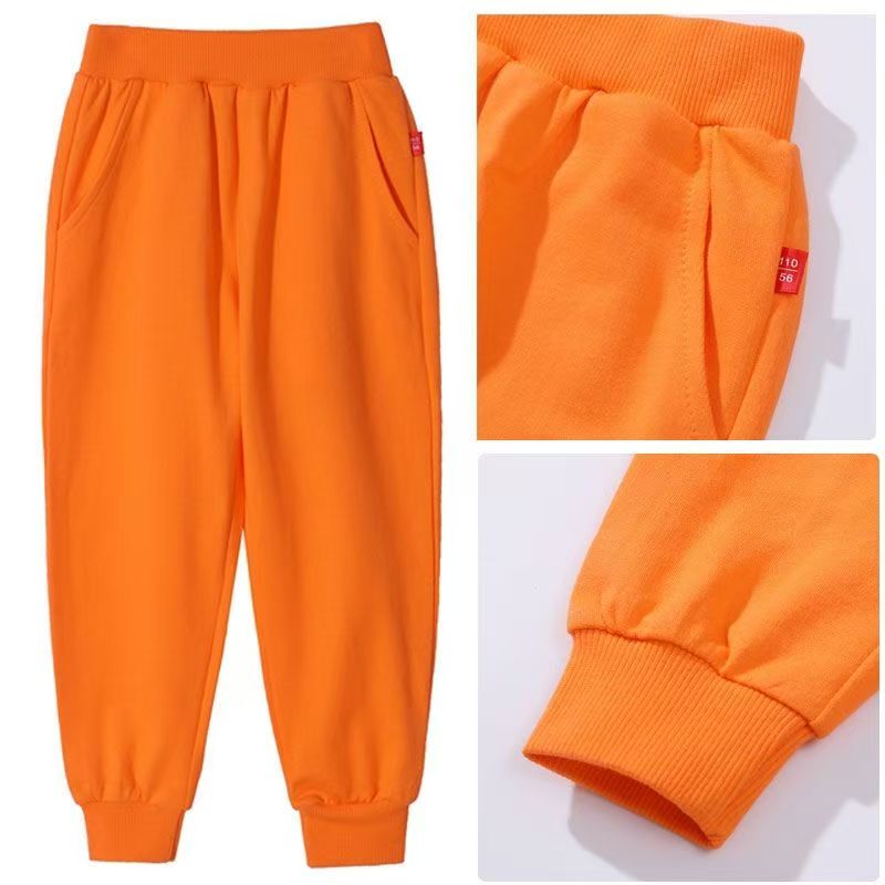 Children's Orange Pants, Orange Sweatpants, Boys' and Girls' Orange Joggers, Kindergarten Uniform, Mosquito-Proof Pants