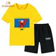 Sesame Street trai Summer Suit 2020 New Ins Tide Cô gái ngắn tay Kids Với Shorts bông.