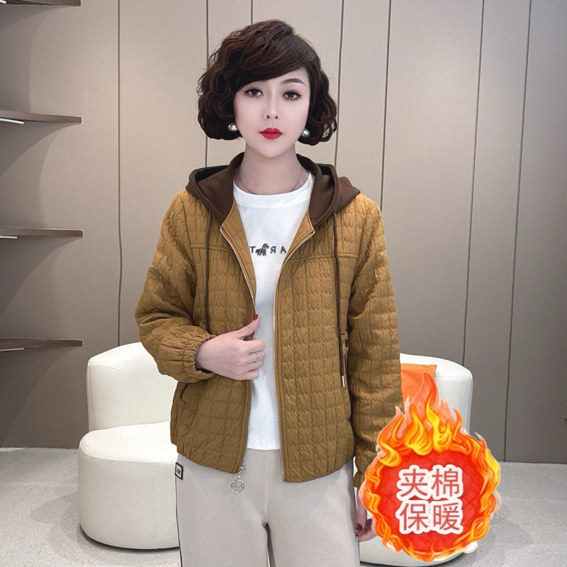 Autumn and Winter Casual Lightweight Quilted Hooded Jacket for Women 2026 New Style Loose Warm Stylish Mom-Style Top
