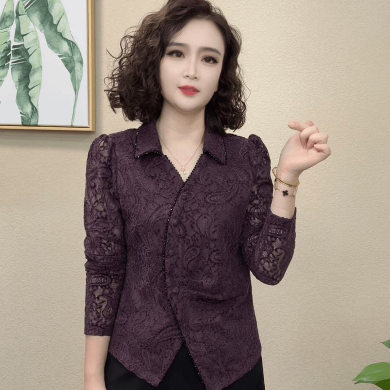 2026 Spring and Autumn New Style High-End Irregular Lace Patchwork Long-Sleeve Shirt Top Women's Elegant Slim Cardigan