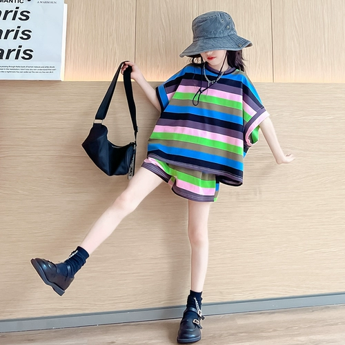 Летняя одежда, комплект, детские спортивные шорты, штаны, короткий рукав, подходит для подростков