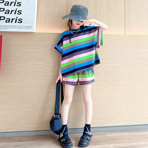 Летняя одежда, комплект, детские спортивные шорты, штаны, короткий рукав, подходит для подростков