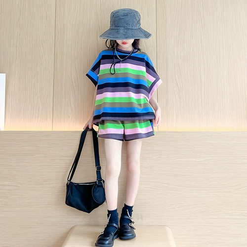 Летняя одежда, комплект, детские спортивные шорты, штаны, короткий рукав, подходит для подростков