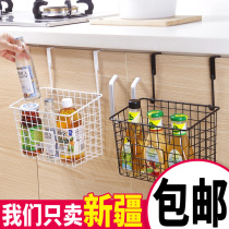 Hook-type kitchen rack cabinet door rack refrigerator hanging basket anti-rust seasoning bottle storage rack metal behind the door