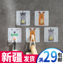 Toilet cartoon animal glue adhesive hook door wall hanging paste hook kitchen wall strong non-trace stick hook