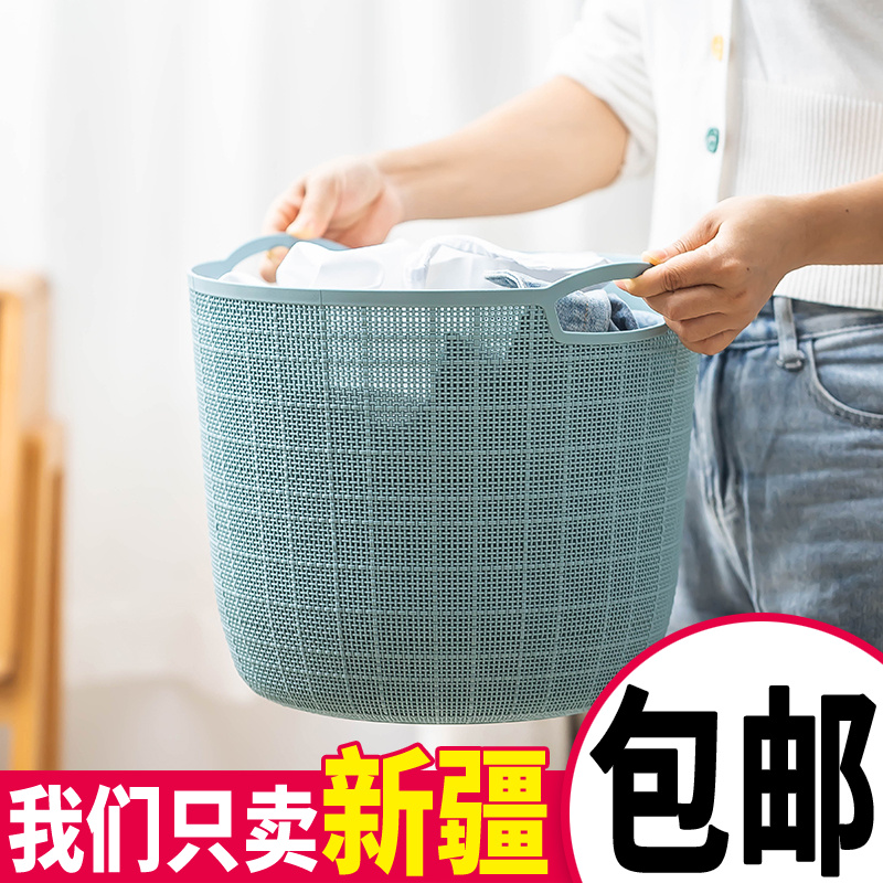 Imitation linen pattern plastic dirty clothes basket bathroom storage basket balcony storage basket laundry basket large portable dirty clothes basket
