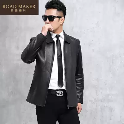ROADMAKER high-grade new deerskin leather leather jacket men's lapel thin business short leather jacket jacket