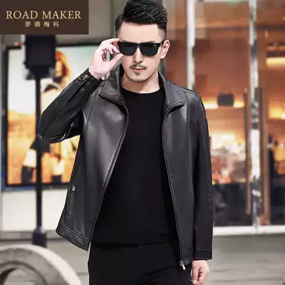 ROADMAKER autumn new Haining leather leather clothing men's slim lapel sheepskin thin casual leather jacket