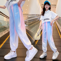 Girl Nets Red Fried Street Tide Pants Summer 2022 New Children Anti-mosquito Pants Fashion Great Boy Sports White Ocean Gas