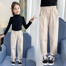 Girl Pants Spring Autumn 2022 Summer Leisure summer style CUHK Wide-legged Pants White Children Denim Girl Summer Dress