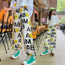 Girl Ice Silk Pants Summer Thin children Korean version of the Han version Chauer Fan Childrens bunches foot foreign air Relax Mosquito and Leisure