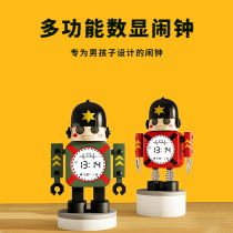 Children Robot Alarm Clock Students Special Boys Smart New Cartoon Big Volume Up the Divine Instrumental Creative Clock