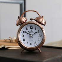 Vintage copper bell metal alarm clock for students with bedside clock mute creative fashion personality clock sound oversized
