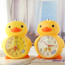 Large Yellow Duck Children Alarm Clock Students Special Boy Katong Speaks Muted Bedside Bedroom Creative Music Clock