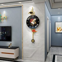 New Chinese light luxury clock clock wall clock living room home decoration clock fashion creative Chinese style hanging watch mute