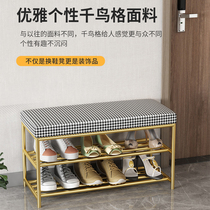 Northern Europe light luxury iron art shoe stool household inbound doorway soft pack cushion shoe cabinet door