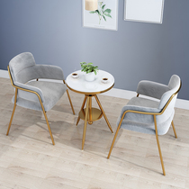 Table and chair three pieces combined luxury red milk tea dessert beauty salon area balcony recreation table two chairs