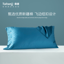 5 Star Hotel Pillowcase Pair of simple Nordic pure cotton pillowcase pure color button lovers double headgear