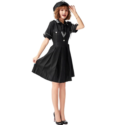 Униформа, японское черное платье, косплей, xэллоуин, короткий рукав