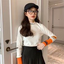 European station autumn 2021 European goods high-neck long-sleeved loose large size fashion all-match T-shirt bottoming shirt womens trend