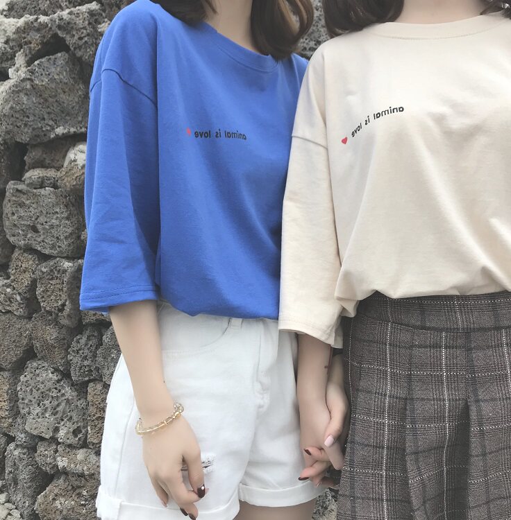 Large size European goods small shirt Foreign air ins super fire cec short-sleeved T-shirt loose tide Hong Kong style mschf top Korean version wild