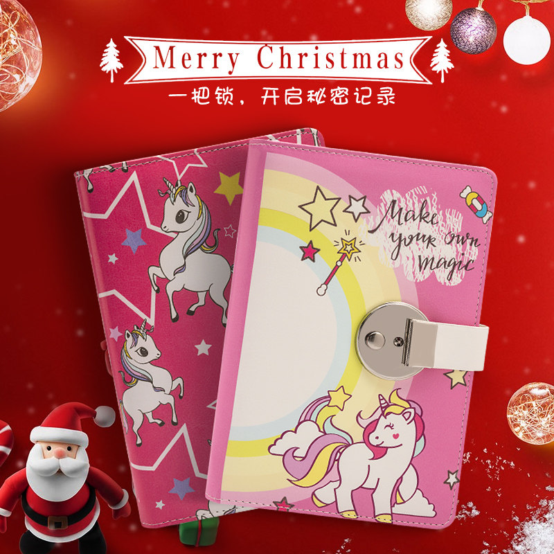 Carnauka with lock student Day note Ben creative unicorn Unicorn Pattern Crossline Notebook Katong cute notepad Art and refined Little Qing New teenage girl Heart Handbook This holiday gift