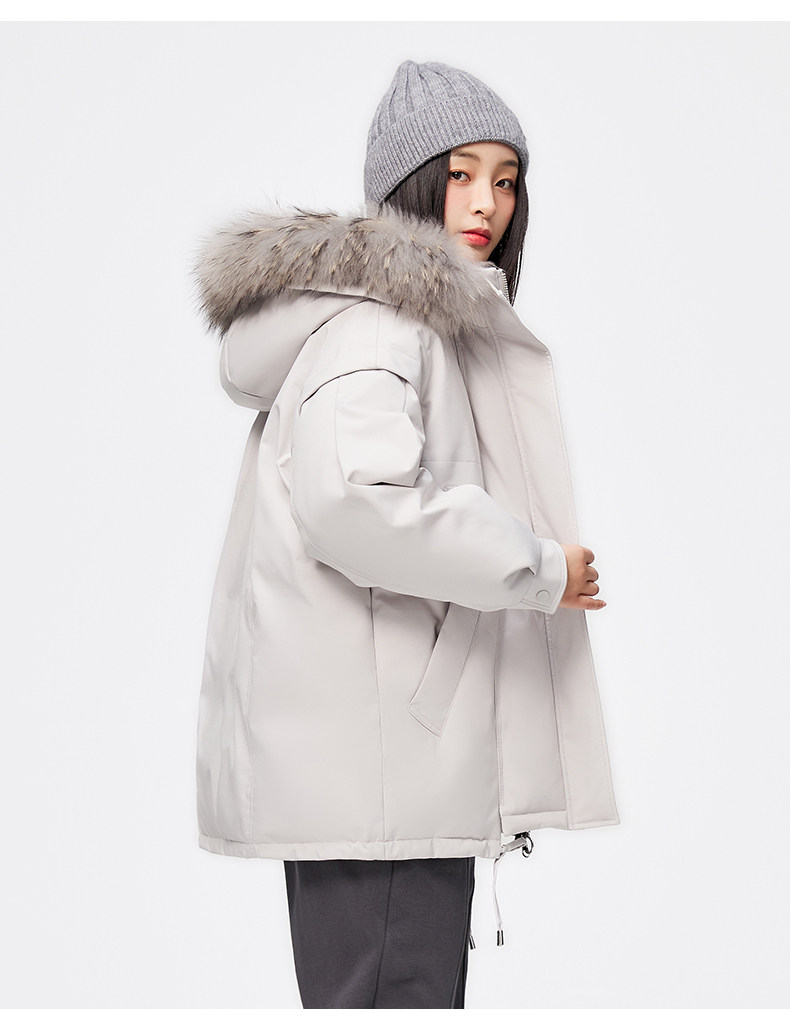 雪中飞 女士貉毛大领 羽绒服 图6