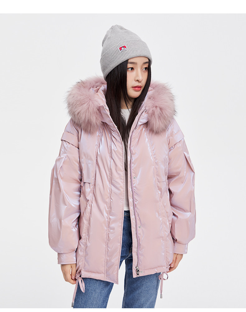 雪中飞 女士貉毛大领 羽绒服 图8