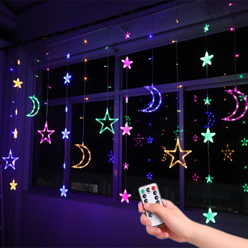 LED star lights moon curtain lights waterfall lights maiden heart room decoration net red bedroom decoration Spring Festival lanterns