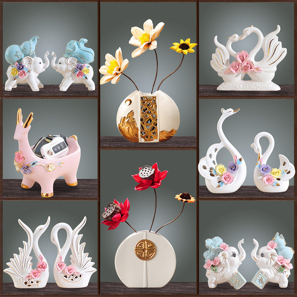 Swan ornaments creative ceramic living room TV cabinet decorations housewarming new house furnishings wedding gifts craft gifts ornaments