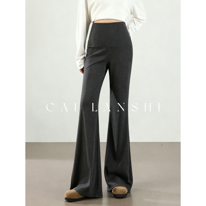 Maternity Pants for Outerwear 2026 Autumn and Winter New Flared Pants Belly Support Yoga Pants Plus Size Slimming Slightly Flared Long Pants with Fleece