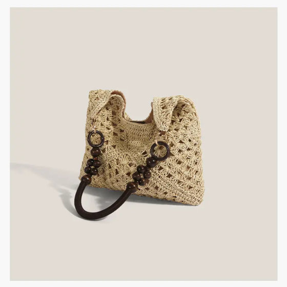 Summer Straw Woven Bag for Women 2026 New Style Seaside Vacation Beach Hollow Shoulder Tote Bag Woven Basket Bag
