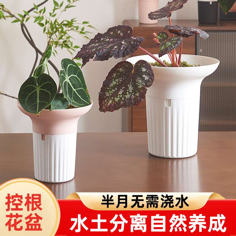 懒人花盆自动吸水特大号套盆双层树脂塑料水培绿萝控根免浇水神器