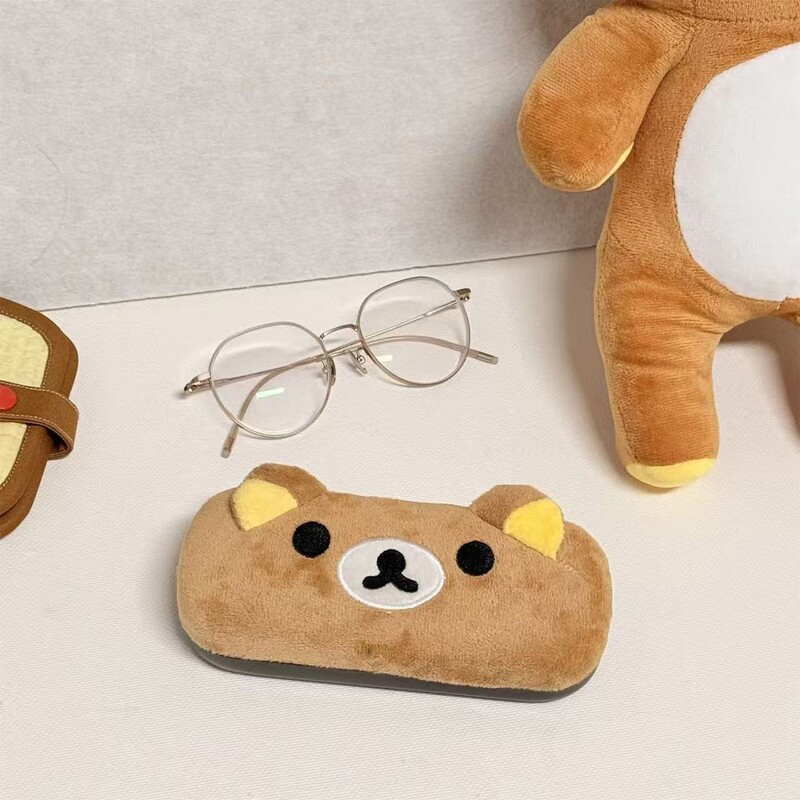 Plush Bear Glasses Case, Cute and Portable, Anti-Fall, Student Myopia Glasses Storage Box, Cartoon Cute Style