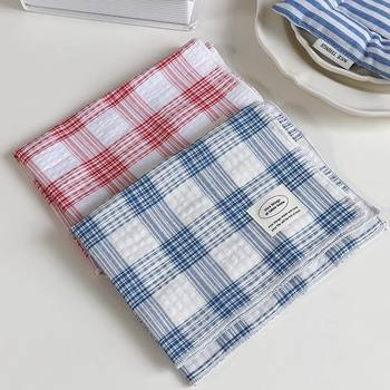 Korean ins style cotton plaid placemat double layer napkin cover cloth dining table photo background cloth Korean ins style cotton plaid placemat double layer napkin cover cloth dining table photo background cloth