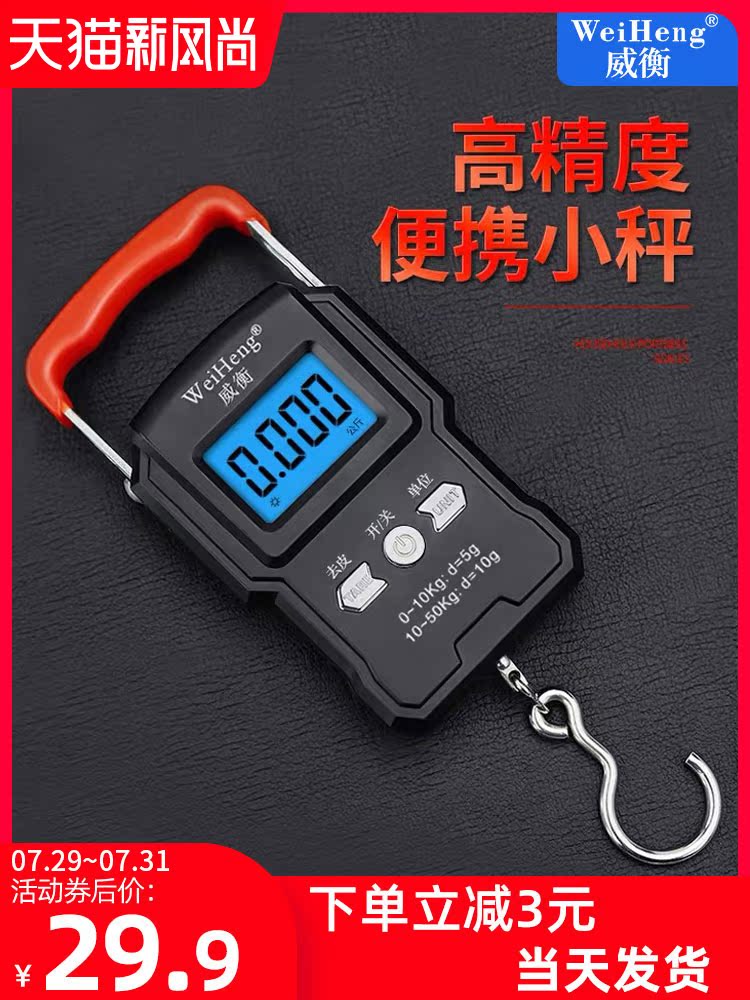 High precision portable electronic scale Household spring small portable mini scale Fish device Hand-held small hook small scale